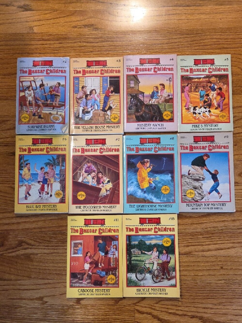 Vtg The Boxcar Children (10) Paperback Book Set - Pastel Multicolor Spines